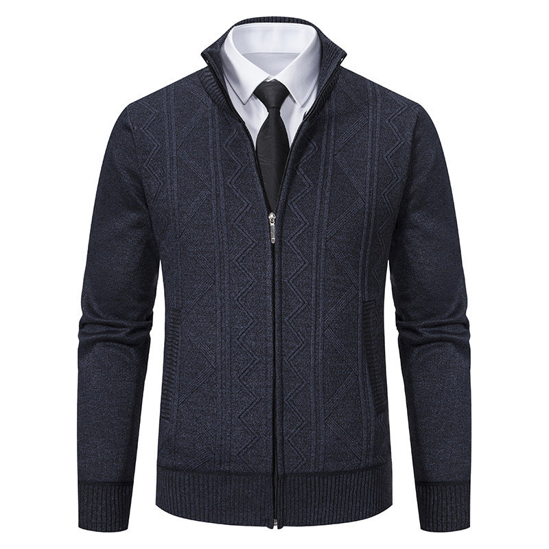 Herbst Winter Männer Wollpullover Herren Strickjacke Mantel Stehkragen