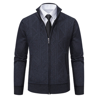 Herbst Winter Männer Wollpullover Herren Strickjacke Mantel Stehkragen