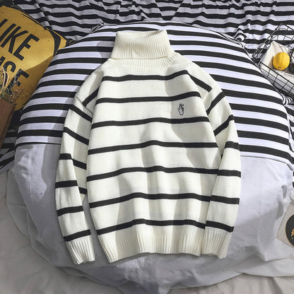 Herbst und Winter Rollkragenpullover für Männer und Jungen Trend All-Match-Linie Kleidung Lazy Wind
