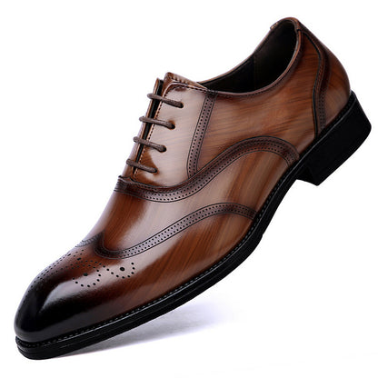 Formelle Lederschuhe Britische Männer Brogue Spitzschuh Spitze