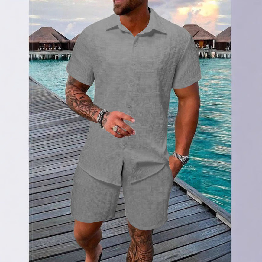 Summer Jacquard Black And White Solid Color Suit - ARCHSHOPE