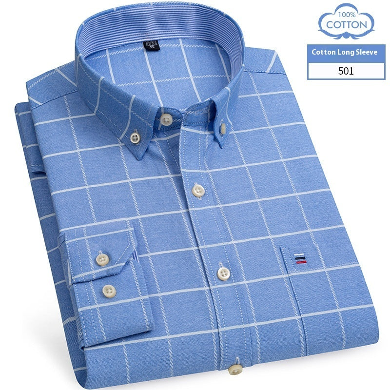Chemise en coton à manches longues pour homme, coupe slim, style business décontracté