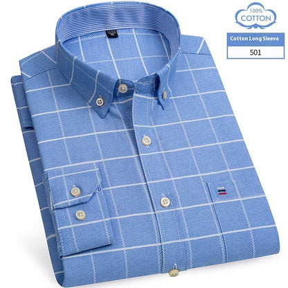 Chemise en coton à manches longues pour homme, coupe slim, style business décontracté