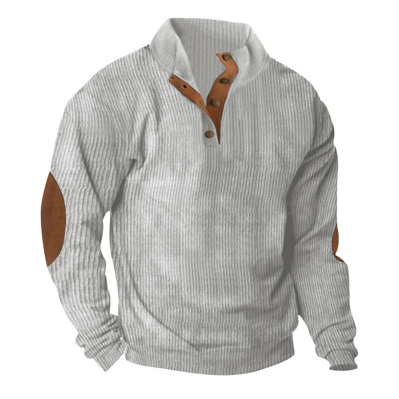 Corduroy Casual Stand Collar Long-sleeved Sweater - ARCHSHOPE