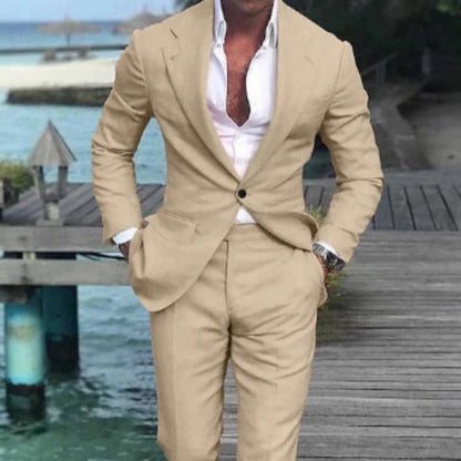 Pantalon de costume décontracté de couleur unie pour homme