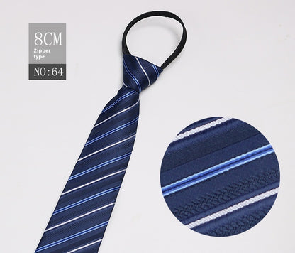 Black Men's Tie Striped Blue Business Tie Lazy Zip Tie In Stock Wholesale Pull Peels - ARCHSHOPE
