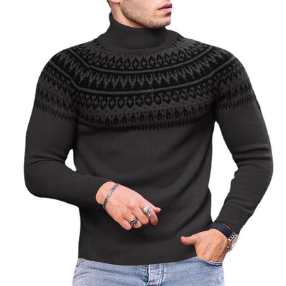 Vintage Patchwork Rollkragen Teenager männer Langarm