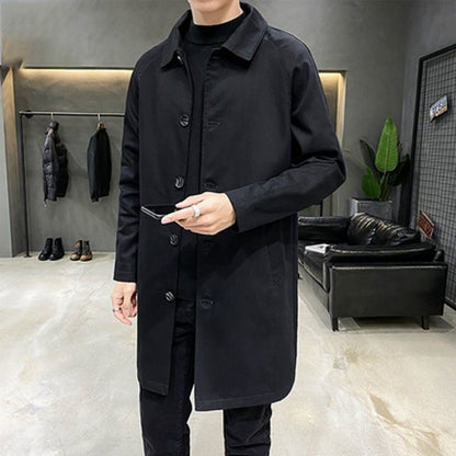 Trench mi-long ample pour homme, manteau fin et décontracté