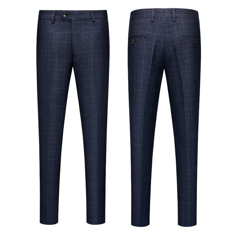 Herren Plaid High-End-Anzughose Korean Slim Straight Casual Pants