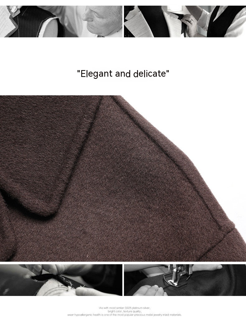 Manteau d'hiver en laine double face pour homme, mi-long, décontracté, épais