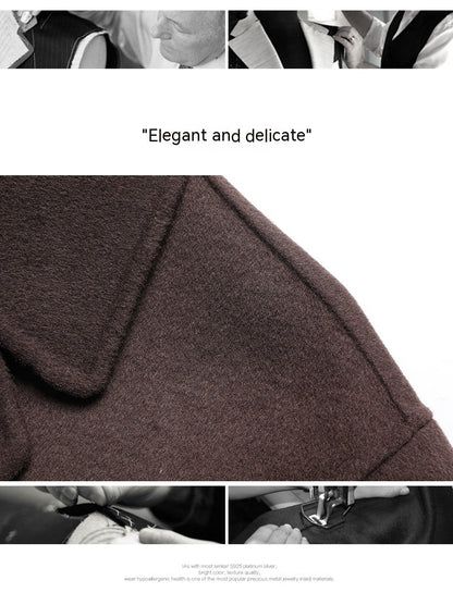 Manteau d'hiver en laine double face pour homme, mi-long, décontracté, épais