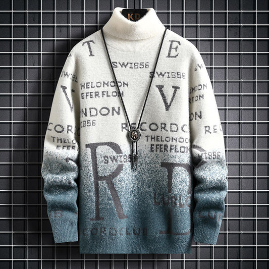 Gradient Mink Fleece Turtleneck Sweater For Men - ARCHSHOPE