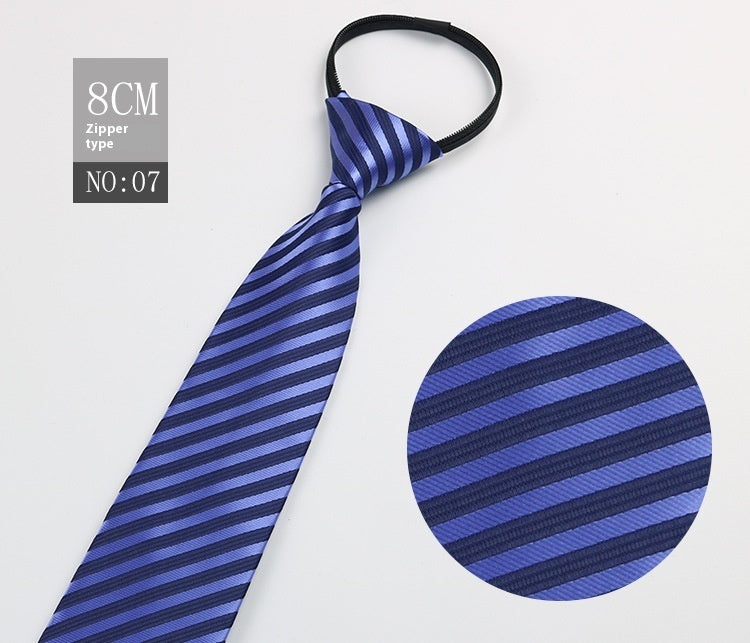 Black Men's Tie Striped Blue Business Tie Lazy Zip Tie In Stock Wholesale Pull Peels - ARCHSHOPE