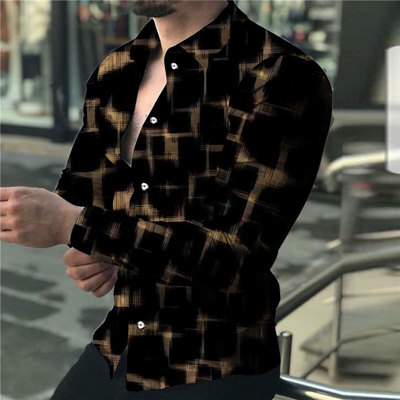 Chemise à manches longues à revers avec impression numérique 3D