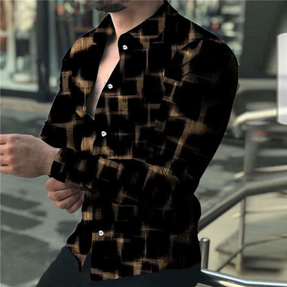 Chemise à manches longues à revers avec impression numérique 3D