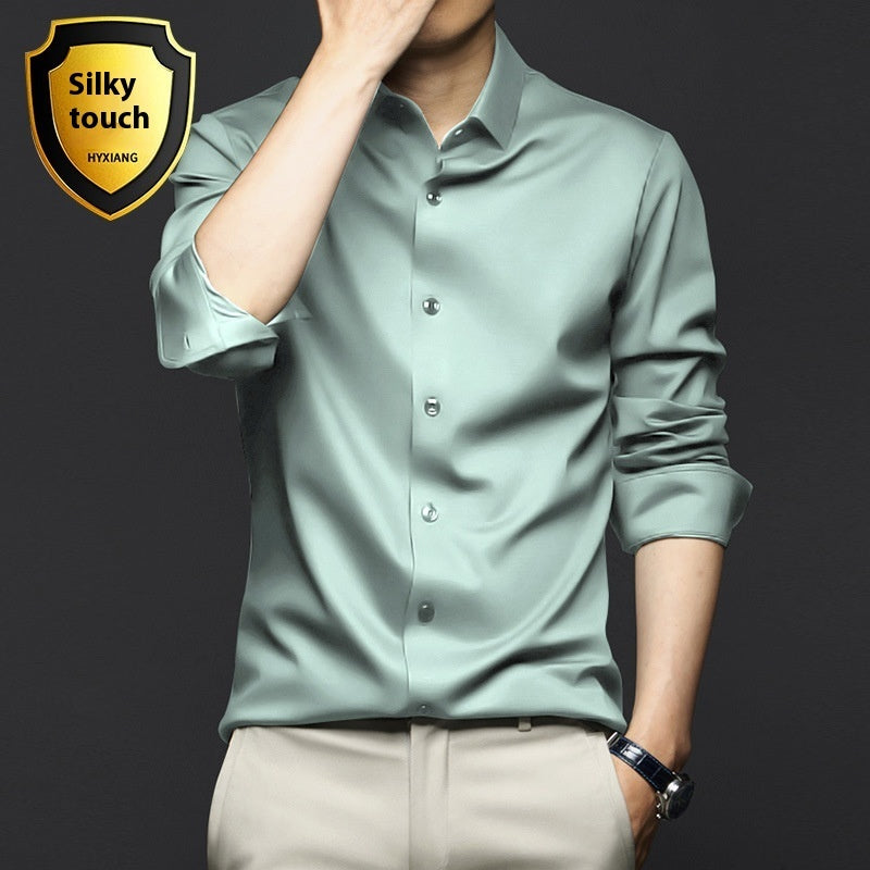 Chemise à manches longues pour homme, anti-rides, sans repassage, pour le travail