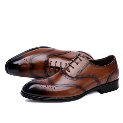Formelle Lederschuhe Britische Männer Brogue Spitzschuh Spitze