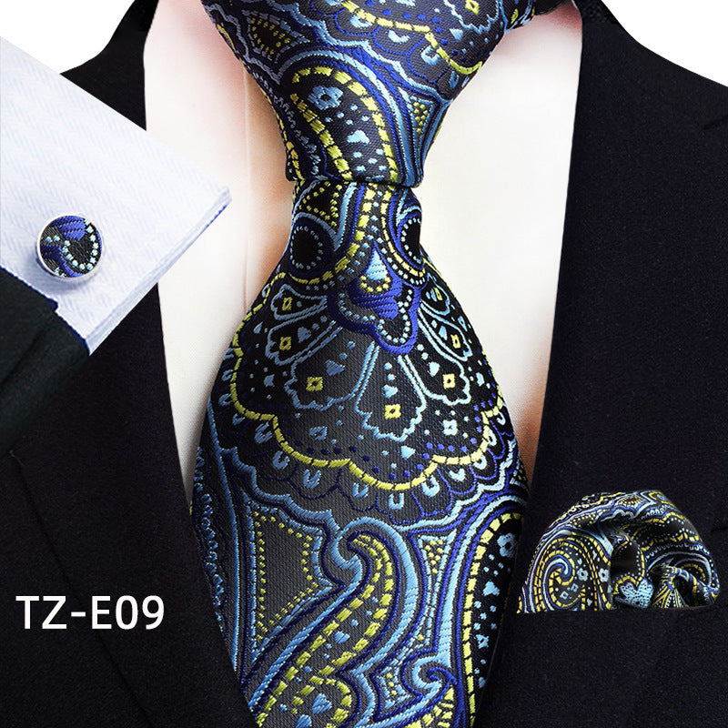 Paisley Tie Square Scarf Pocket Square Cufflinks Three-piece Set - ARCHSHOPE