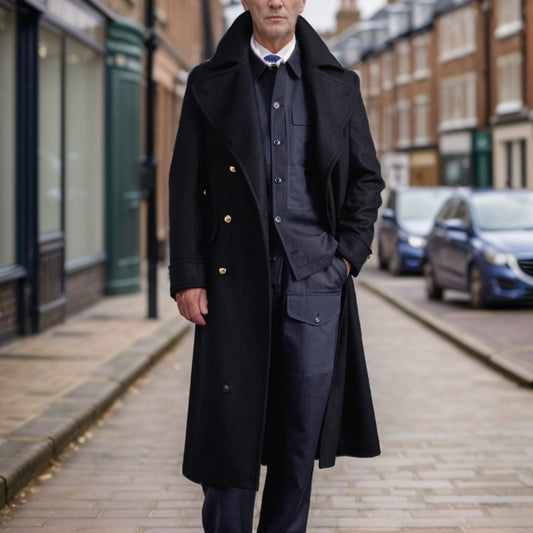 Manteau ultra-long en laine pour homme, coupe overknee, tendance