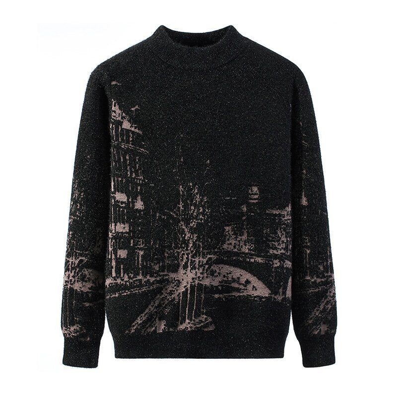 Pull épais à manches longues et col rond pour l'automne et l'hiver