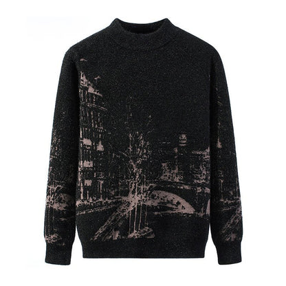 Pull épais à manches longues et col rond pour l'automne et l'hiver