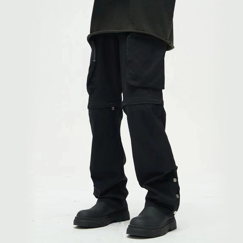 Pantalon homme coupe droite, ample, décontracté, mode nationale, grandes poches