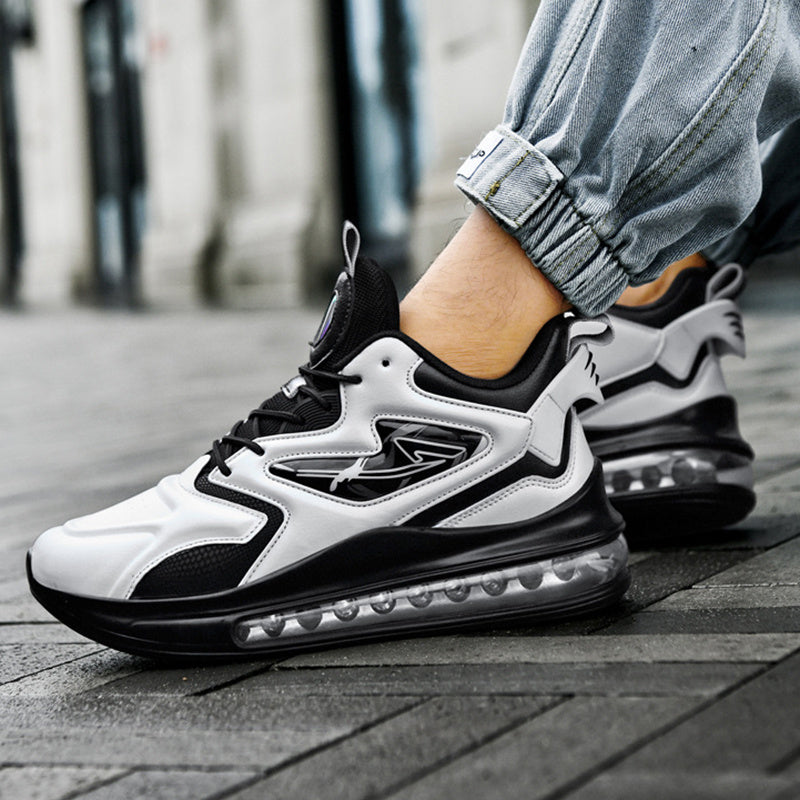 Farblich passende Schnür-Sneaker mit Luftpolsterung, leichte Herrenschuhe mit dicker Sohle, modische Freizeitschuhe für den Laufsport