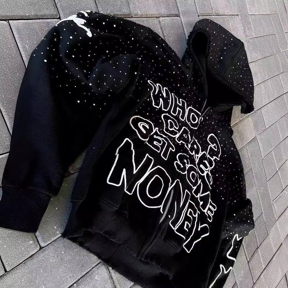 Sweat à capuche imprimé lettres de style sombre européen et américain