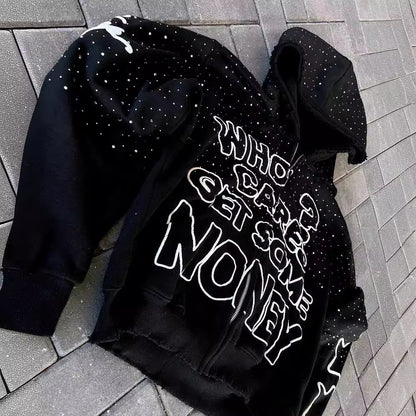 Sweat à capuche imprimé lettres de style sombre européen et américain