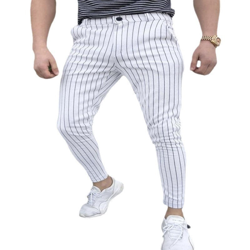 Frühling und Herbst Slim Fit Herren Business Casual Hosen Lange Hosen 3D Plaid