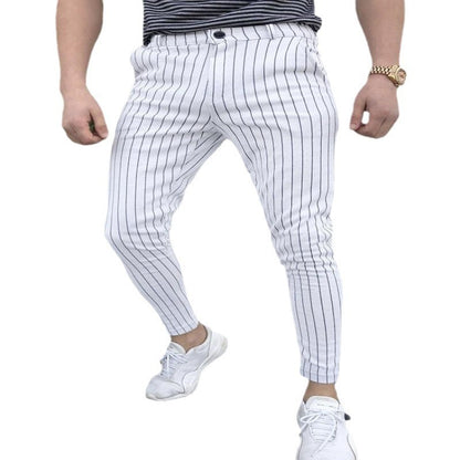 Frühling und Herbst Slim Fit Herren Business Casual Hosen Lange Hosen 3D Plaid