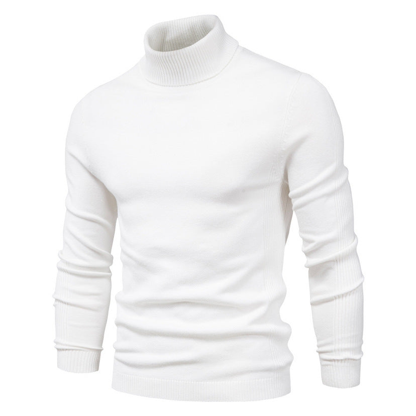 Men's Solid Color Slim Pullover Turtleneck Sweater Winter Casual Tops Clothing - ARCHSHOPE