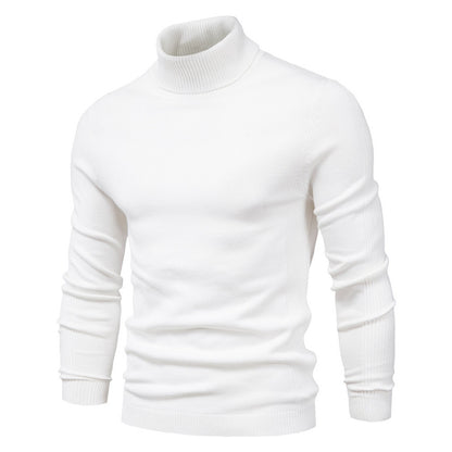 Men's Solid Color Slim Pullover Turtleneck Sweater Winter Casual Tops Clothing - ARCHSHOPE