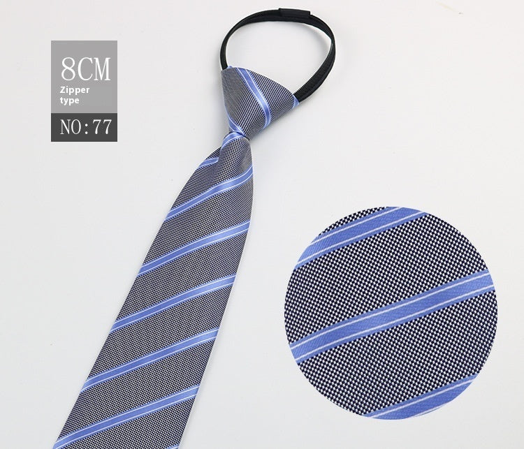 Black Men's Tie Striped Blue Business Tie Lazy Zip Tie In Stock Wholesale Pull Peels - ARCHSHOPE