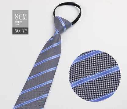 Black Men's Tie Striped Blue Business Tie Lazy Zip Tie In Stock Wholesale Pull Peels - ARCHSHOPE