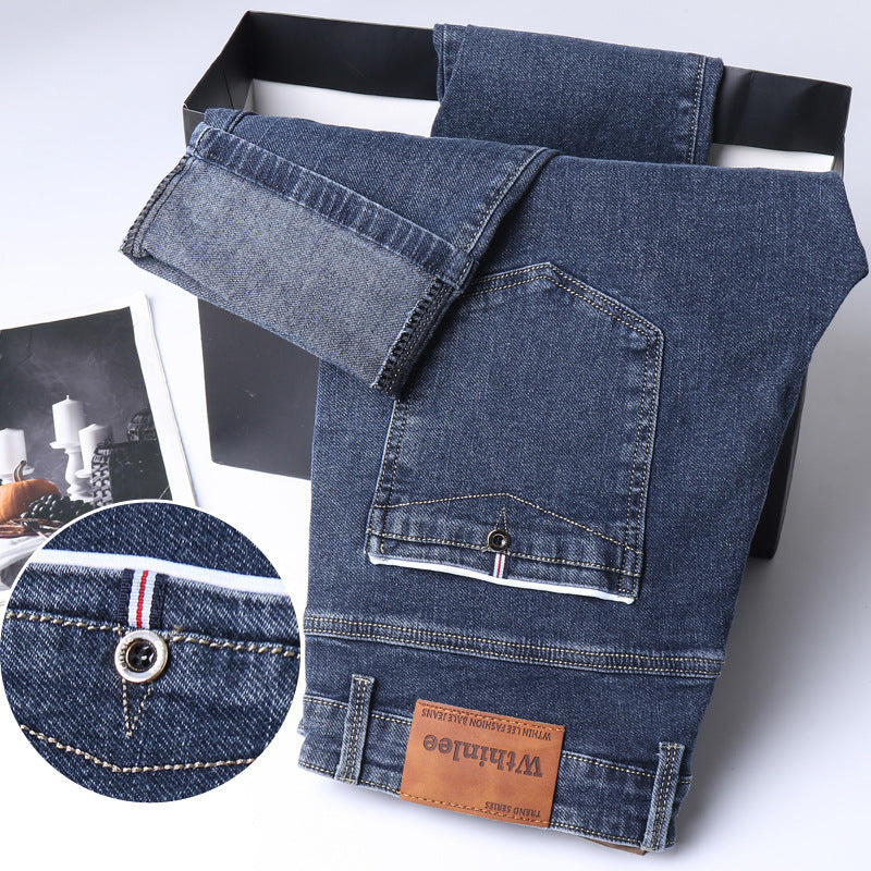 Jeans Herren Straight Loose Casual Pants Fleece-gefütterte, verdickte Herrenhose