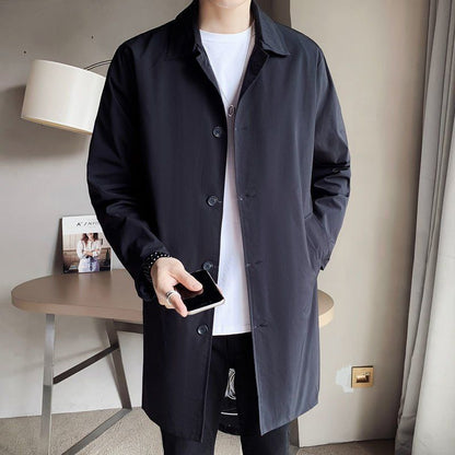 Trench mi-long ample pour homme, manteau fin et décontracté
