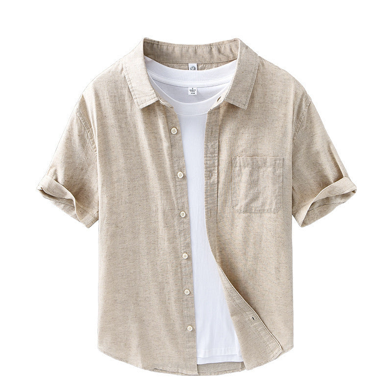 Chemise à manches courtes en lin fin pour homme