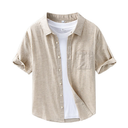 Chemise à manches courtes en lin fin pour homme