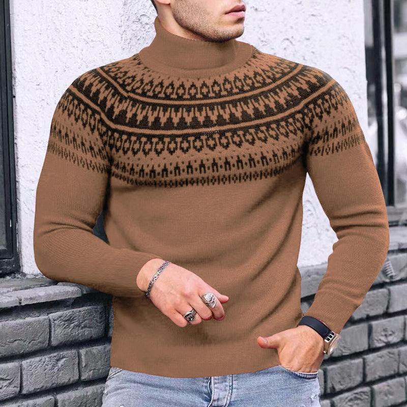 Vintage Patchwork Rollkragen Teenager männer Langarm