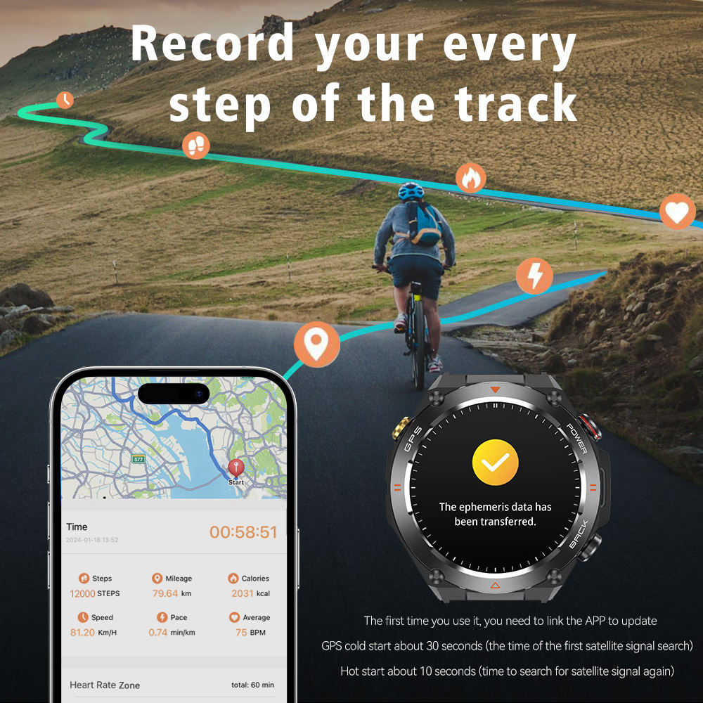 SENBONO GPS Smart Watch Men 1.45'' HD Screen Built-In GPS Altimeter Barometer Compass AI Voice Compatible With Android & IPhone - ARCHSHOPE