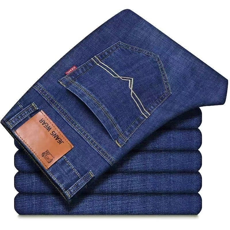 Jeans pour hommes, amples, droits, extensibles, longs
