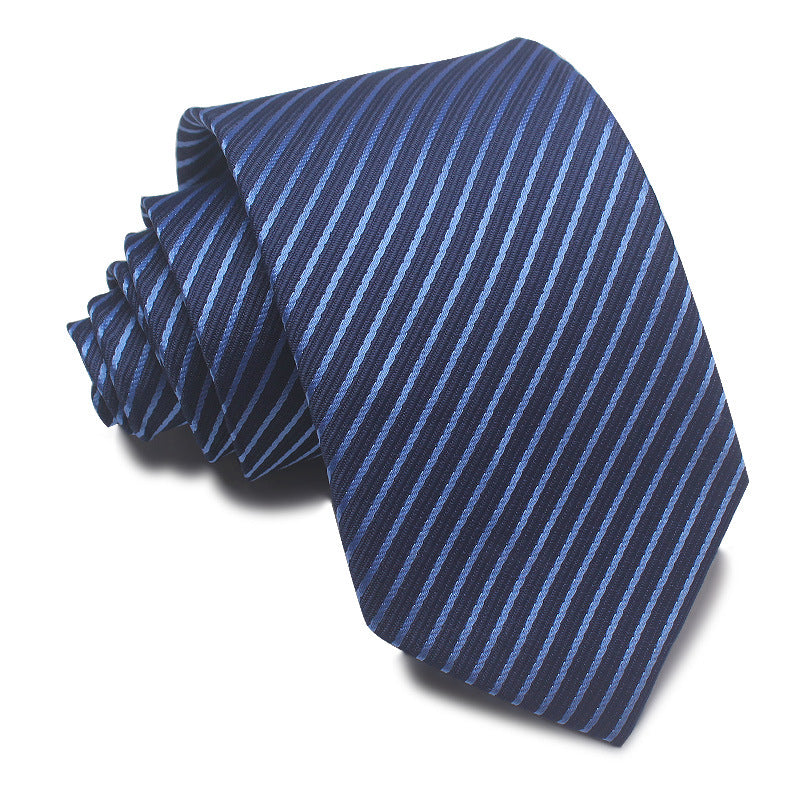8CM Polyester Jacquard Striped Tie Men's Business Formal Red Black Blue - ARCHSHOPE
