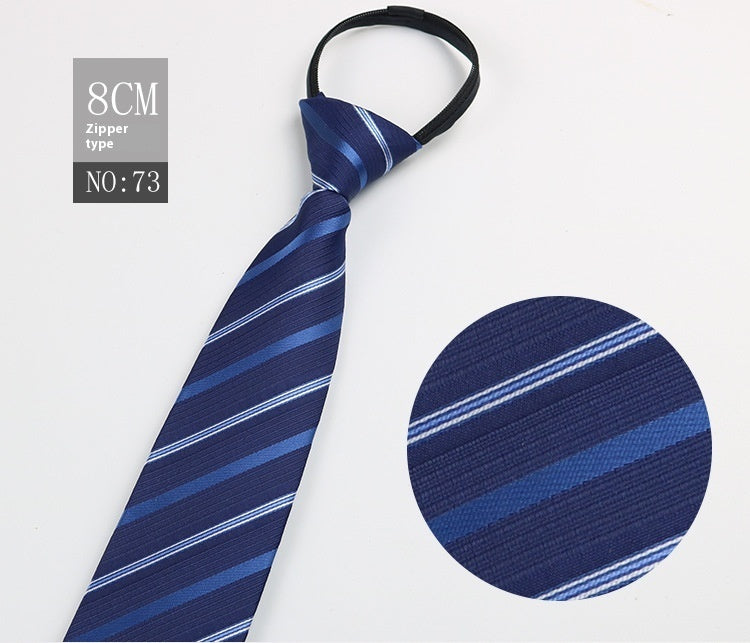 Black Men's Tie Striped Blue Business Tie Lazy Zip Tie In Stock Wholesale Pull Peels - ARCHSHOPE