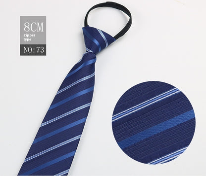 Black Men's Tie Striped Blue Business Tie Lazy Zip Tie In Stock Wholesale Pull Peels - ARCHSHOPE