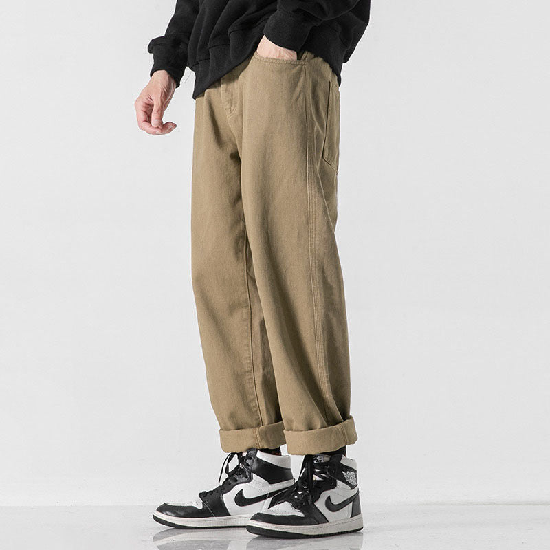 Retro Einfarbige Lockere Gerade Hose