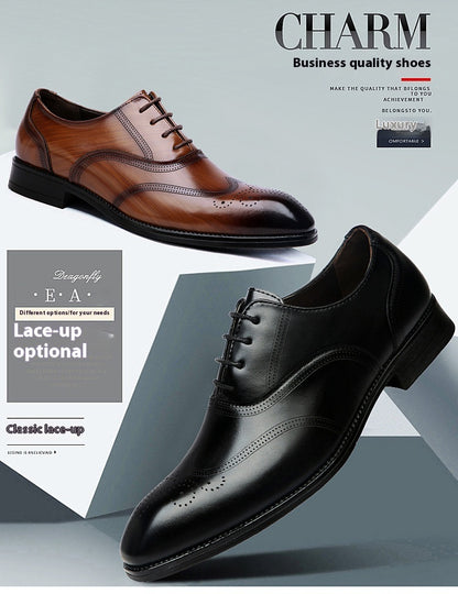 Formelle Lederschuhe Britische Männer Brogue Spitzschuh Spitze