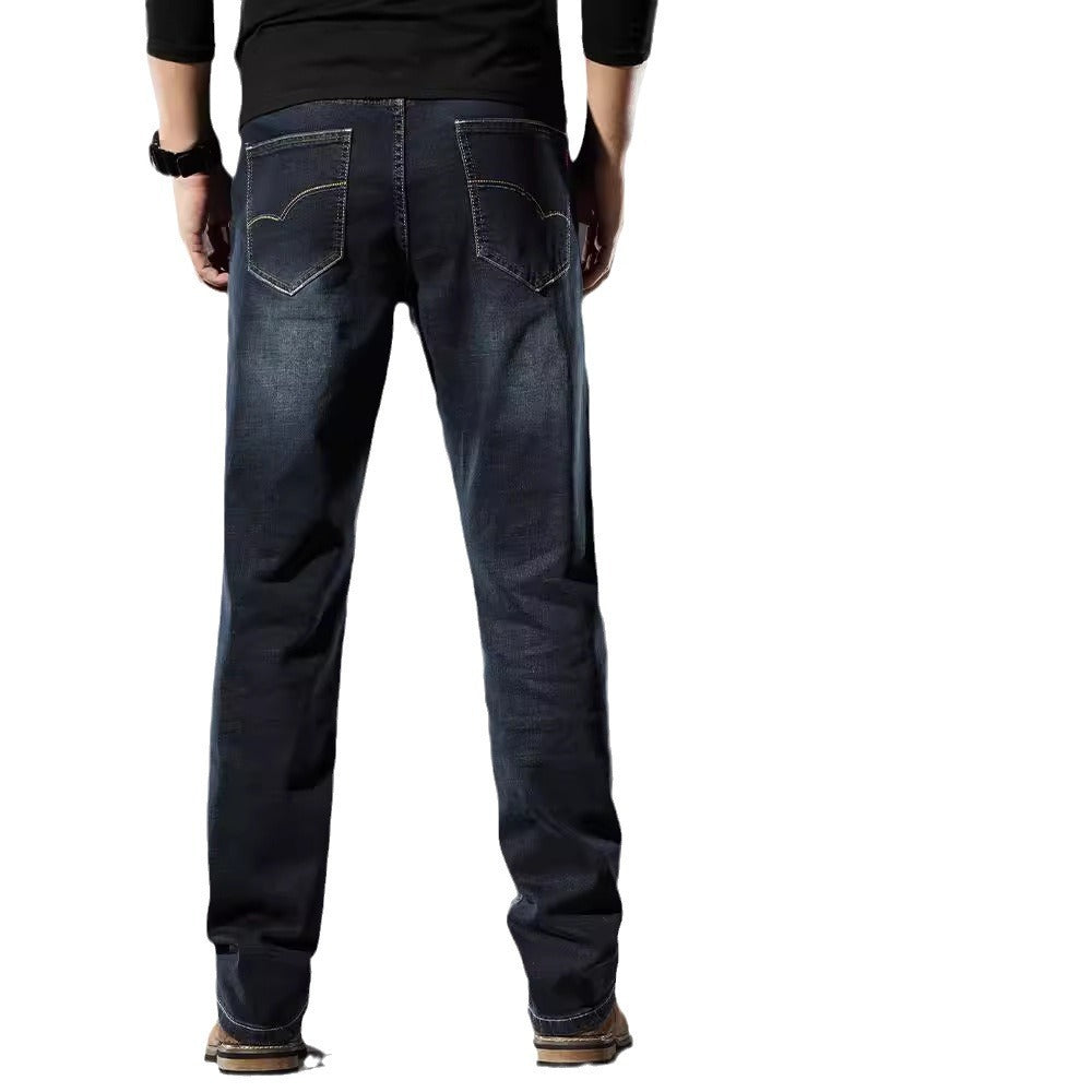 Hochelastische Herren-Jeans mit gerader Passform und lockerem Schnitt für Frühling und Herbst