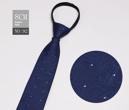 Black Men's Tie Striped Blue Business Tie Lazy Zip Tie In Stock Wholesale Pull Peels - ARCHSHOPE