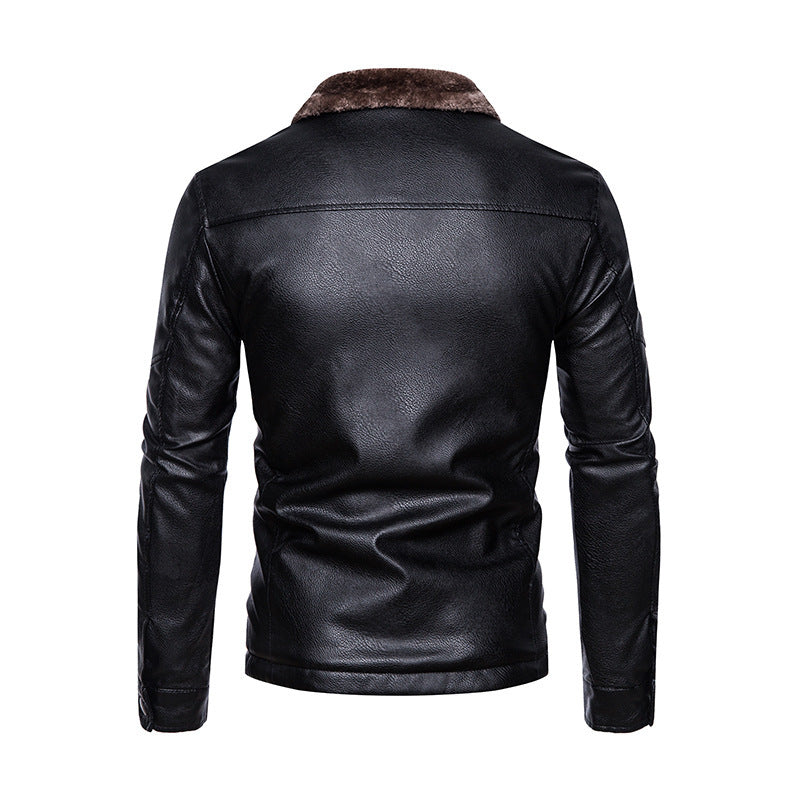 Slim Fit Revers Business Casual Lederjacke für Herren
